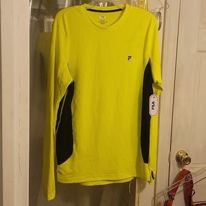 Fila Sport Performance sz Lg unisex long sleeve thumb hole, Electric yel/Blk NWT